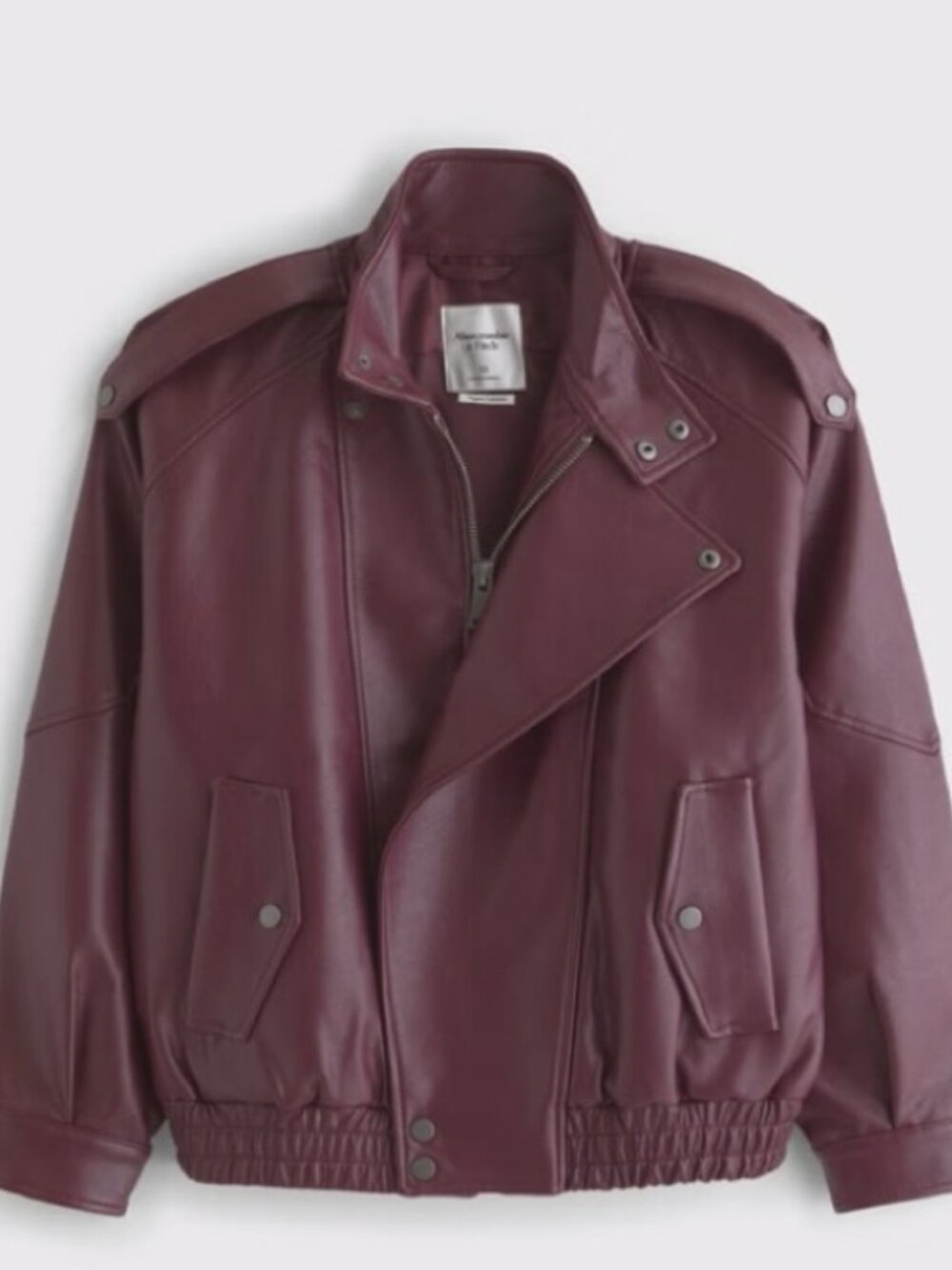 ABERCROMBIE & FITCH Burgundy Leather Bomber Jacket XXS
